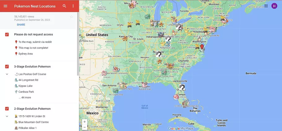 pokemon go mapa do ninho made by players